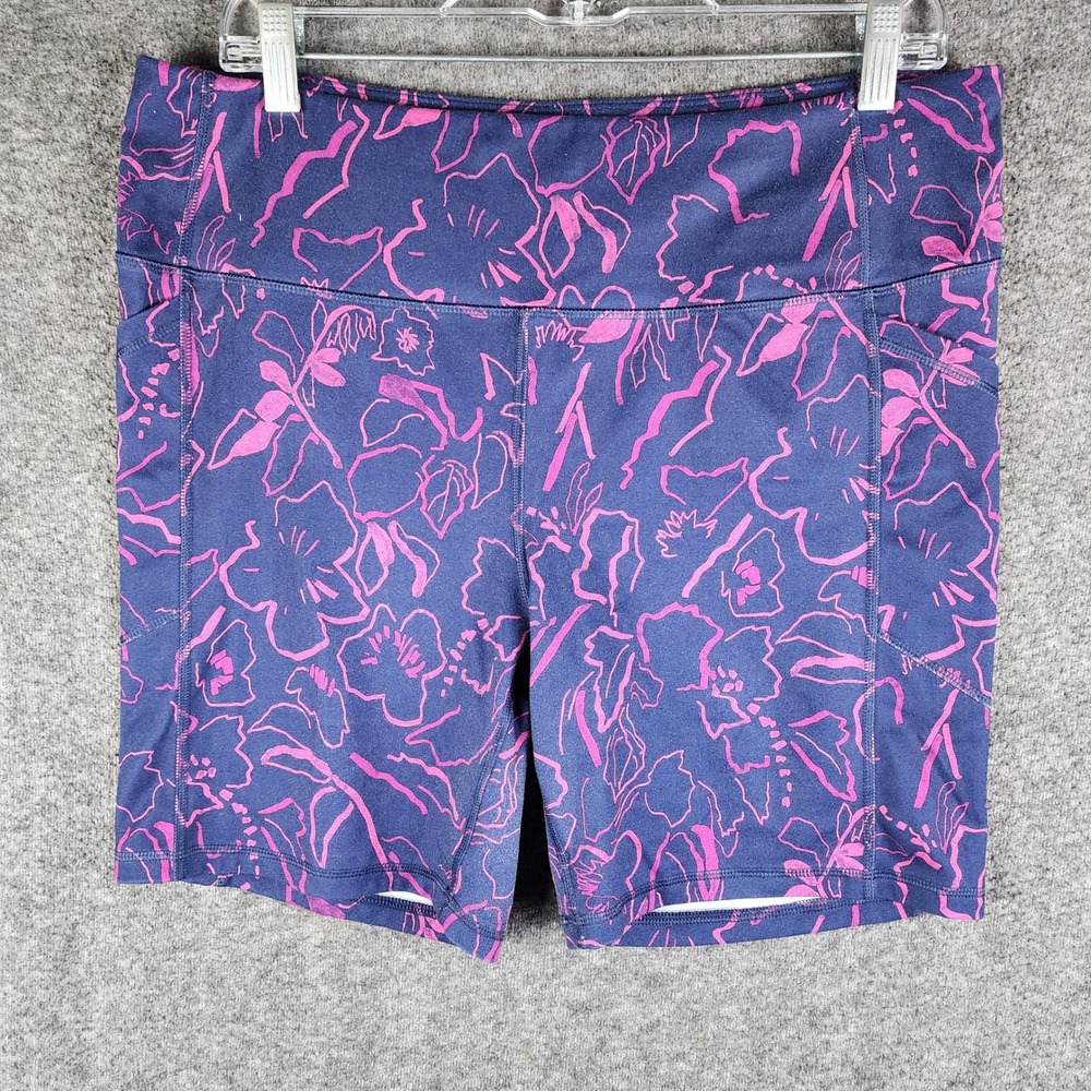 Avia Shorts Womens XXL Navy Floral AV14100055463P Pink Activewear Pockets EUC